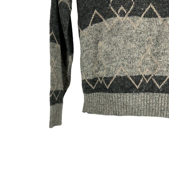 Shoreclub Geometric Knit Sweater Mens Size M Beige And Black Pullover - Picture 2 of 7